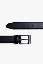 Black Leather Belt in minimalist design, Made in Italy from vegetable tanned leather. Perfect to match with hand made dress shoes.