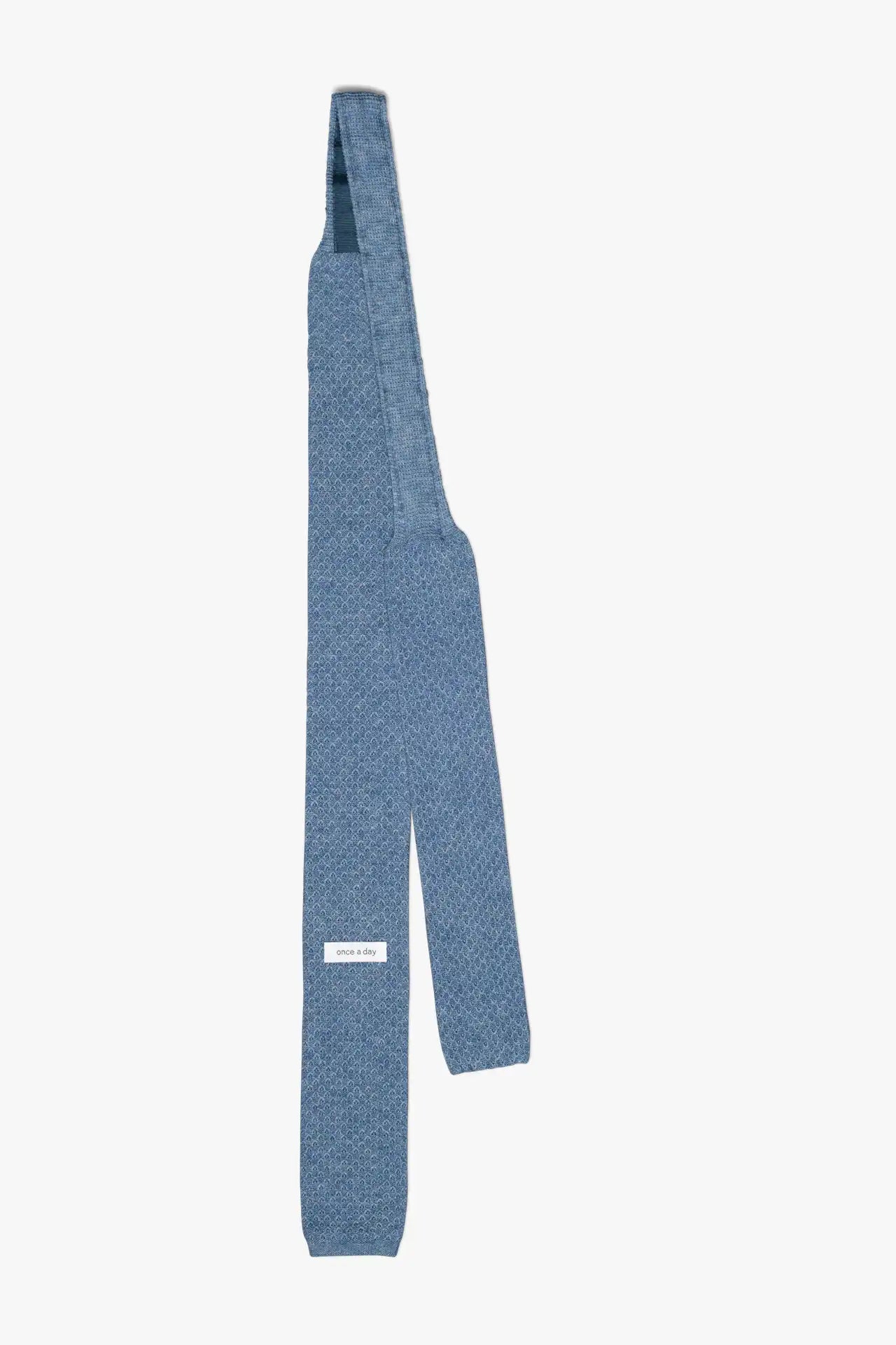 Blue cotton knitted tie with matching pocket square.  Minimalist Swedish design made in Italy.