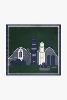 Hong Kong motive pocket square in silk, green and blue