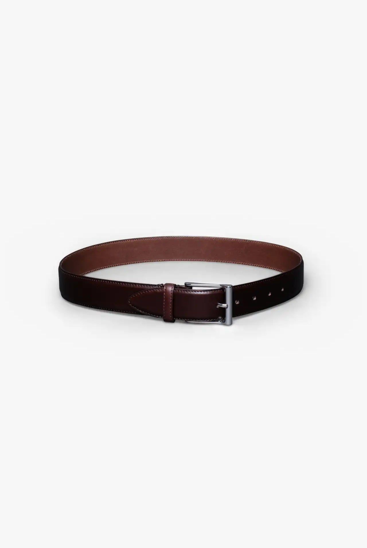 Dark brown Leather Belt in minimalist design, Made in Italy from vegetable tanned leather. Perfect to match with hand made dress shoes.