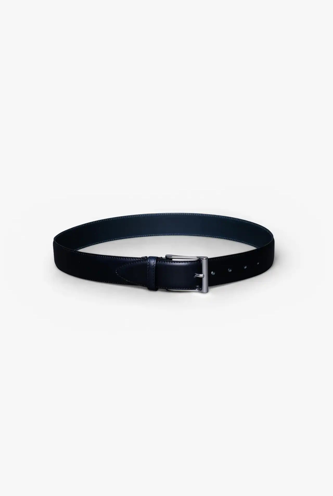 Navy Midnight Blue Leather Belt in minimalist design, Made in Italy from vegetable tanned leather. Perfect to match with hand made dress shoes.