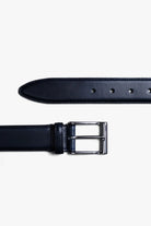 Navy Midnight Blue Leather Belt in minimalist design, Made in Italy from vegetable tanned leather. Perfect to match with hand made dress shoes.