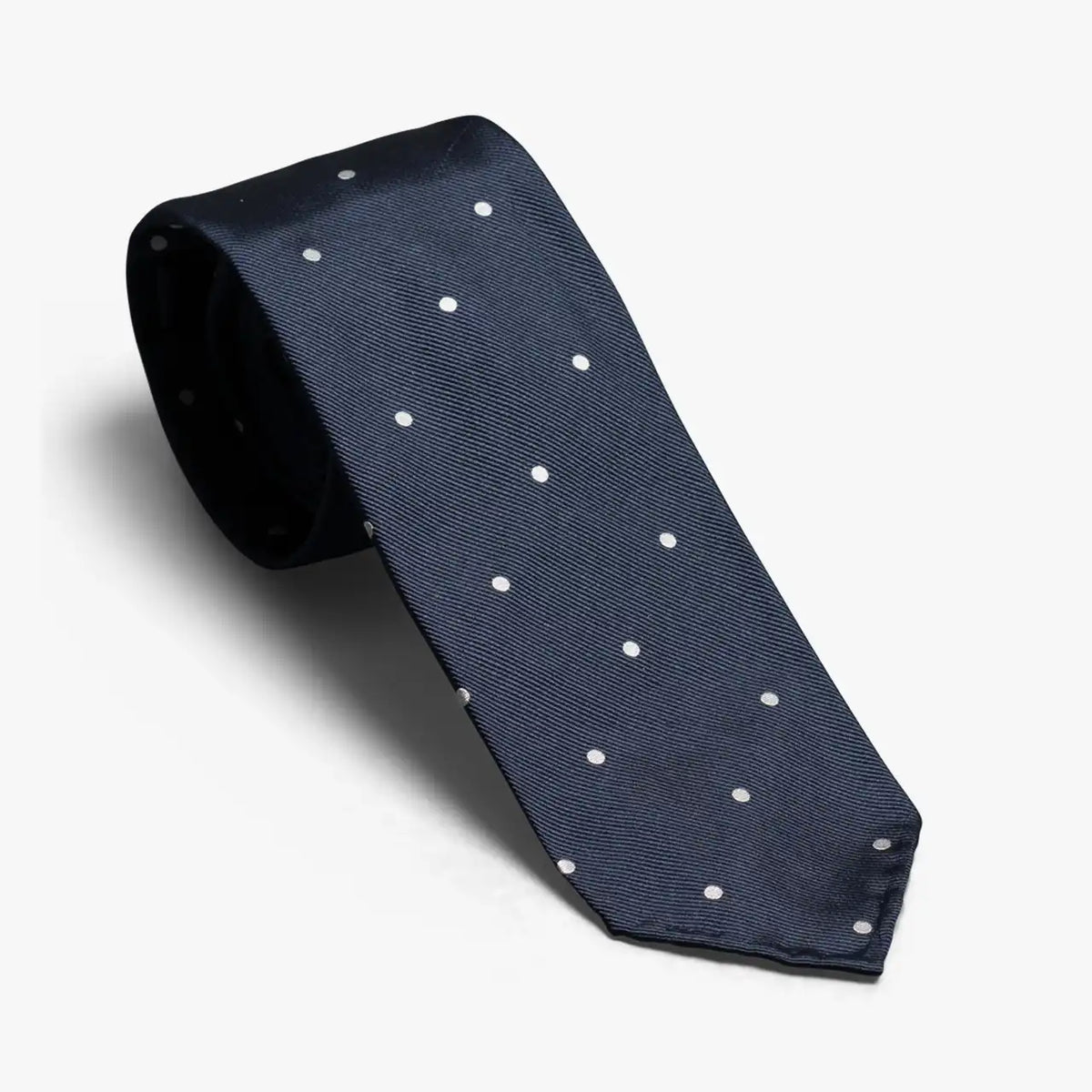Cravate Kiton Napoli 100% Soie - Motif Pois Blanc Et Bleu Sur Fond Marron, Occasion