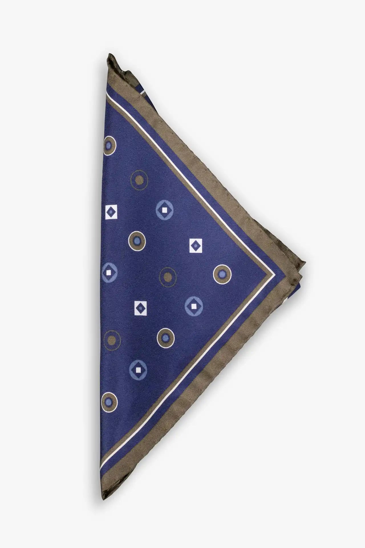 Print Blue and green pocket square in woven silk. Made in Italy.