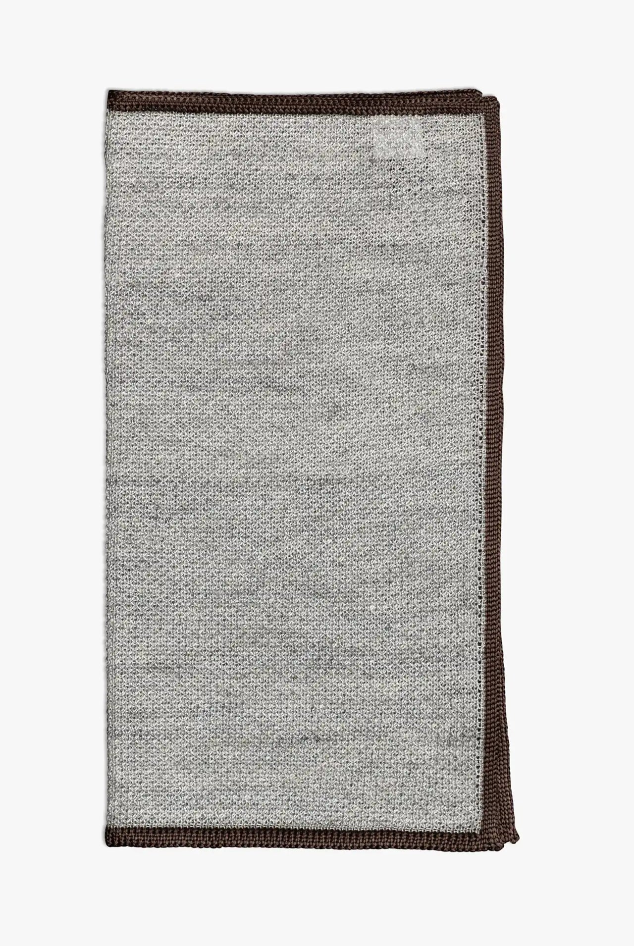 Gray knitted pocket square with gray boarder. Made of silk in Italy.