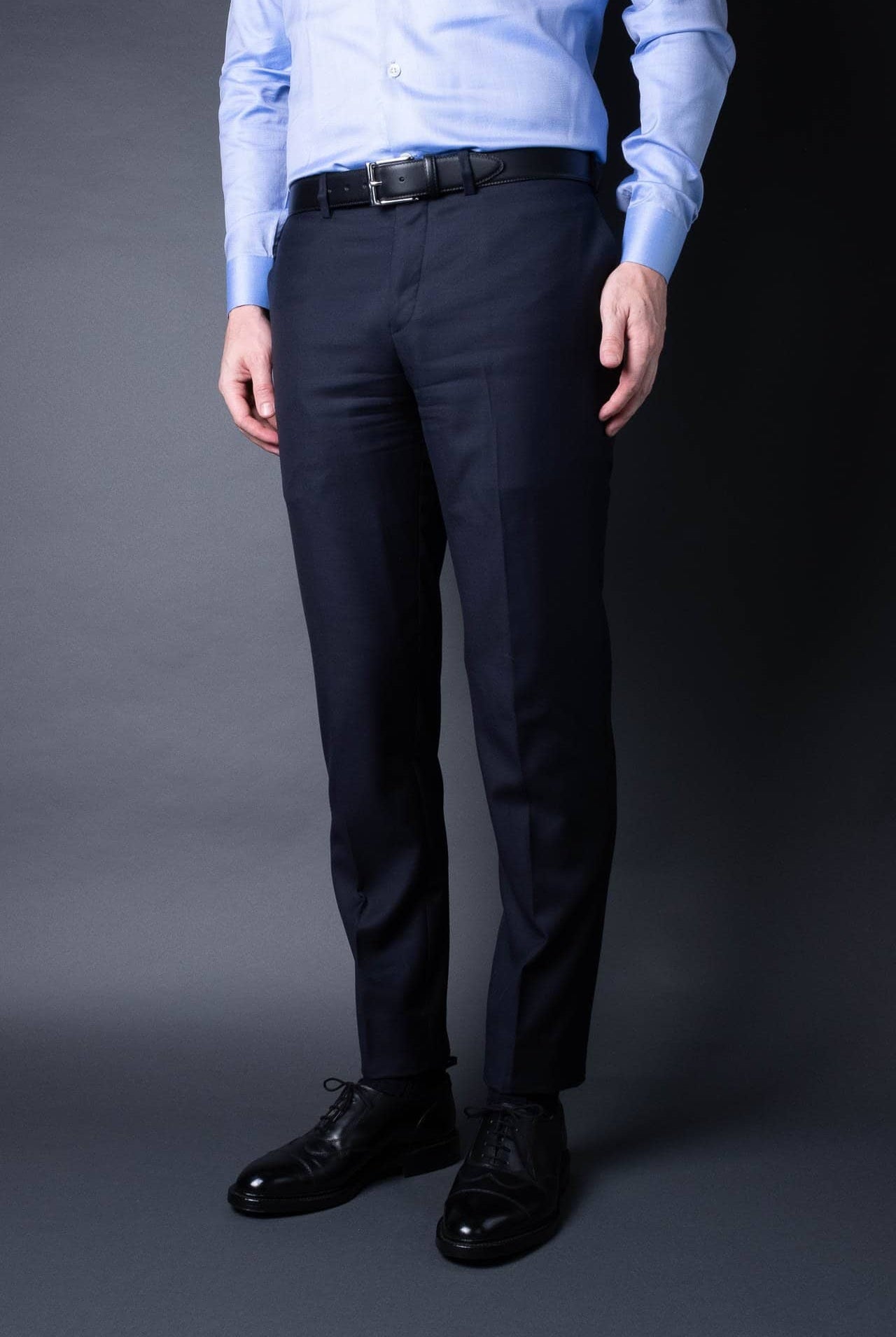 Black Leather Belt in minimalist design, Made in Italy from vegetable tanned leather. Perfect to match with hand made dress shoes.