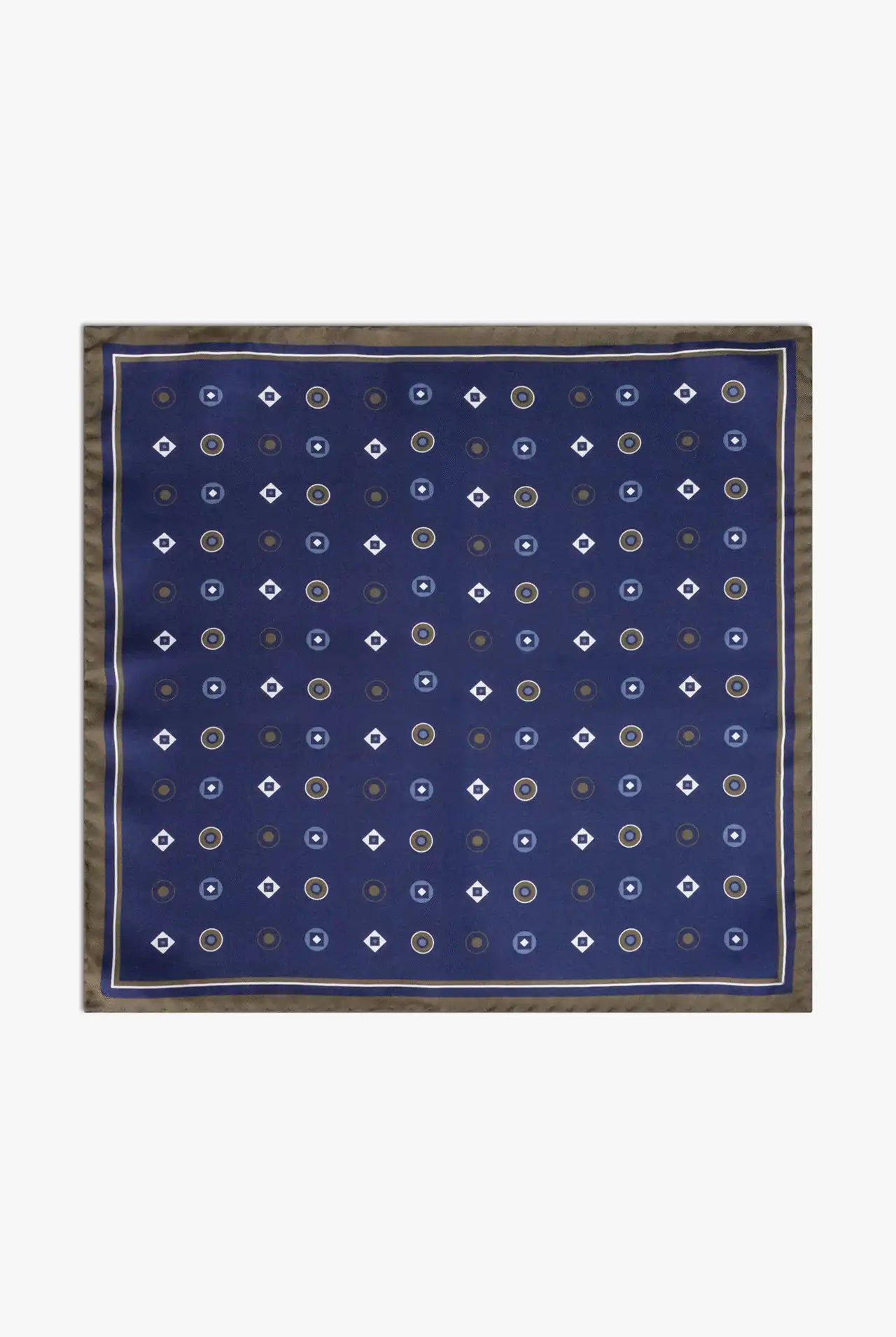 Print Blue and green pocket square in woven silk. Made in Italy.