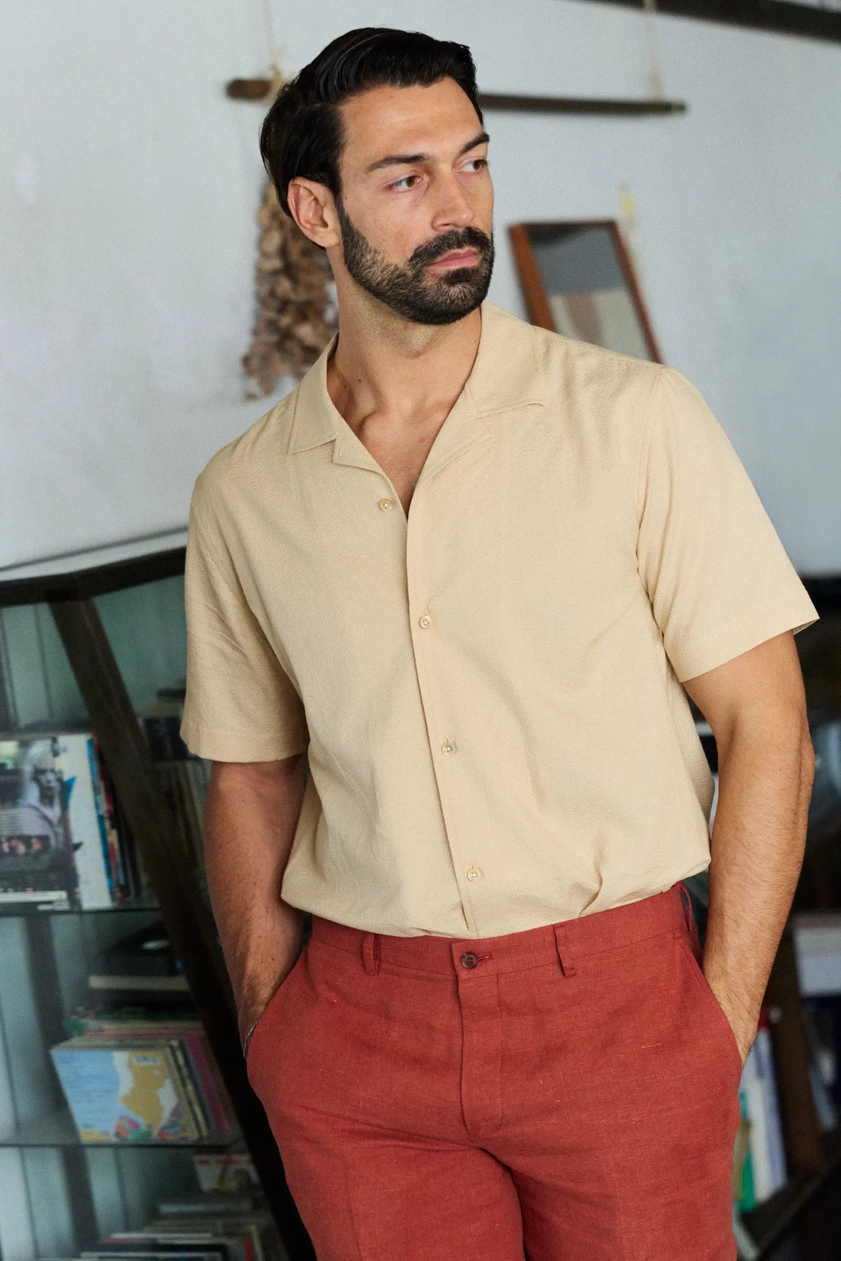 The Dotted Seersucker Shirt - Sand
