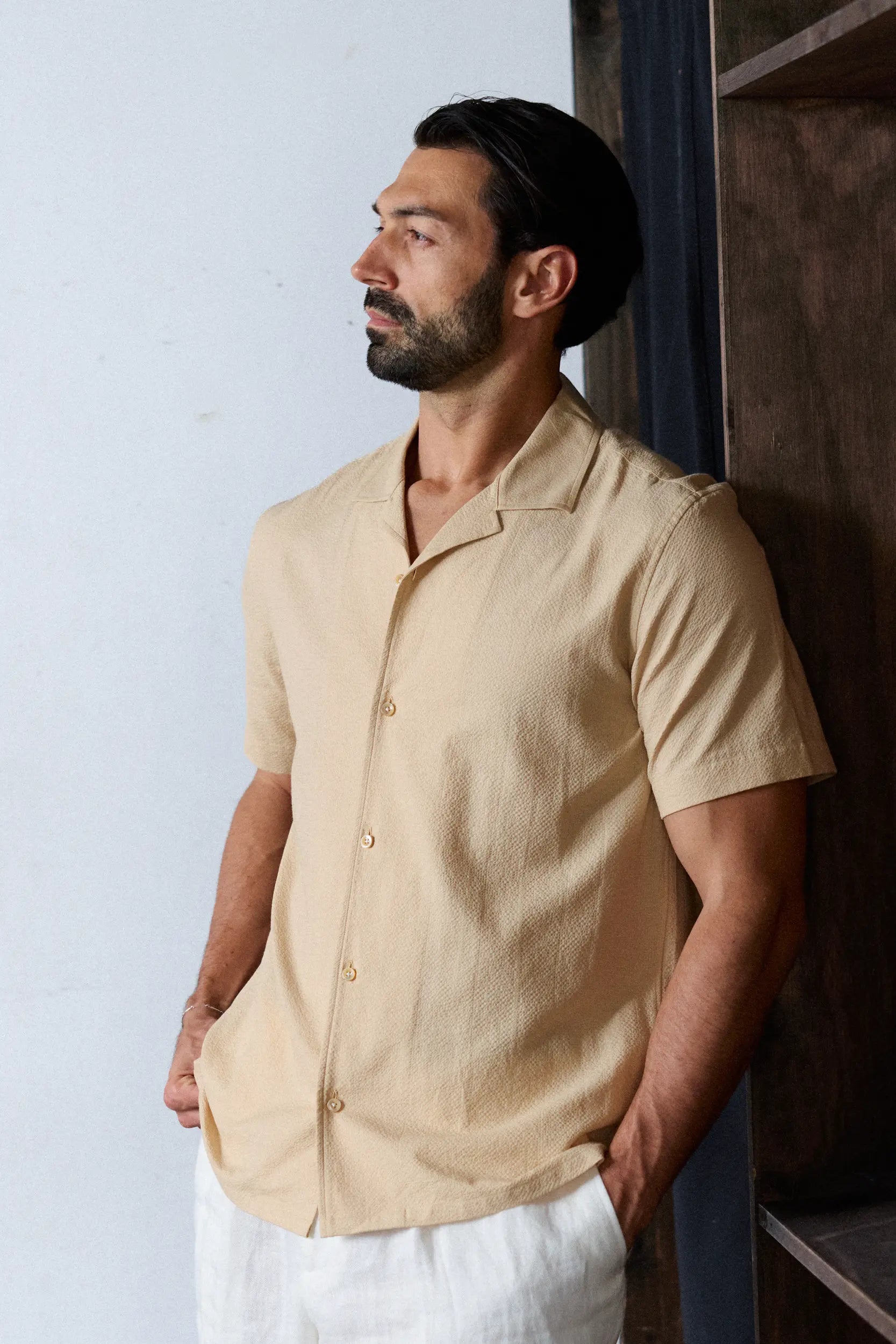 The Dotted Seersucker Shirt - Sand