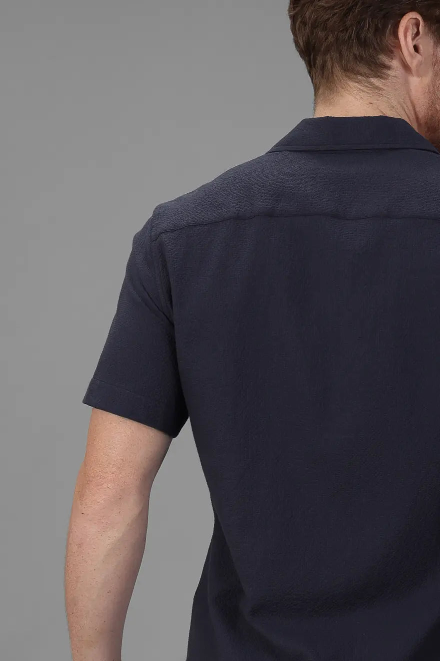 The Dotted Seersucker Shirt - Navy