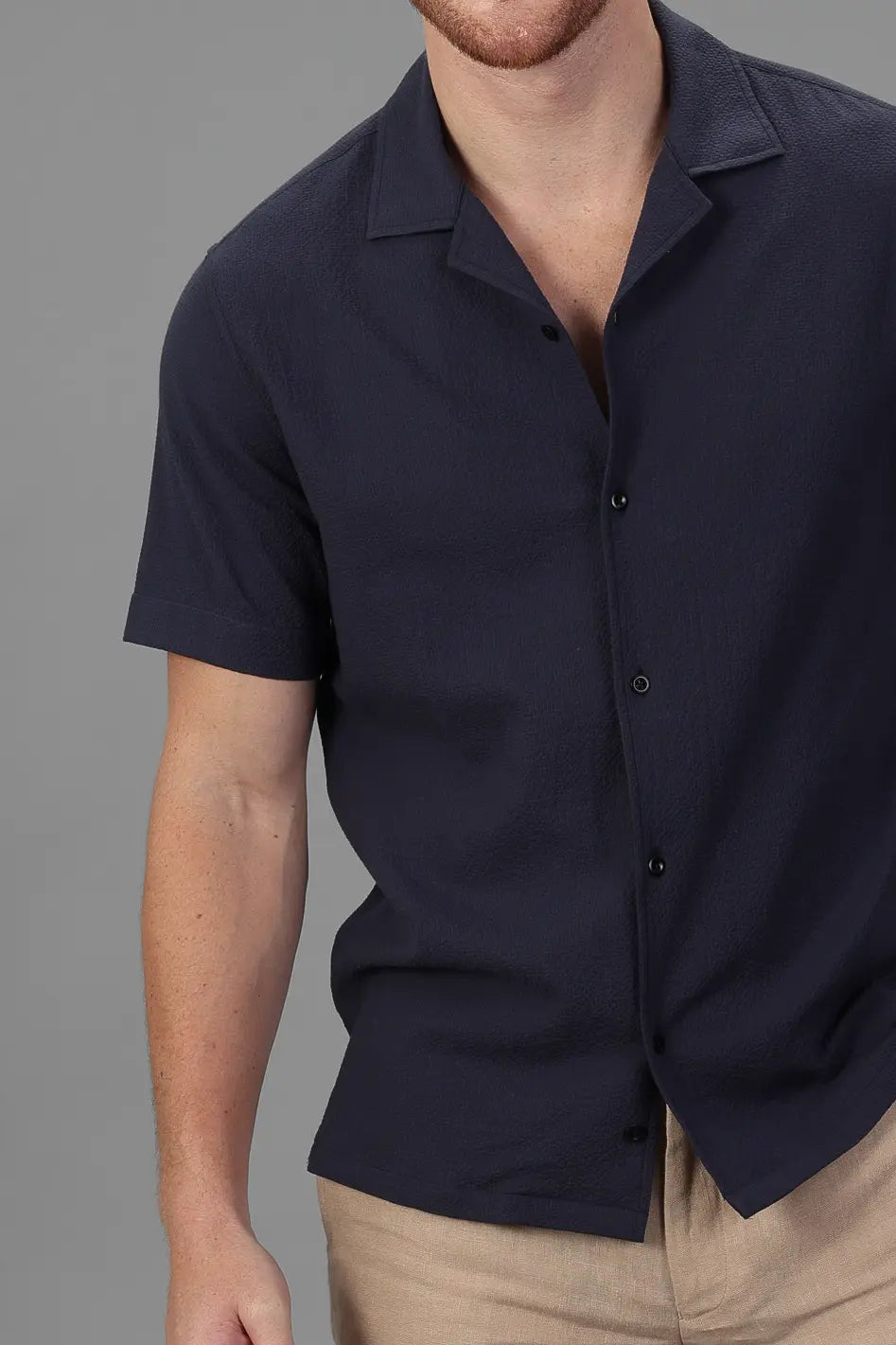 The Dotted Seersucker Shirt - Navy