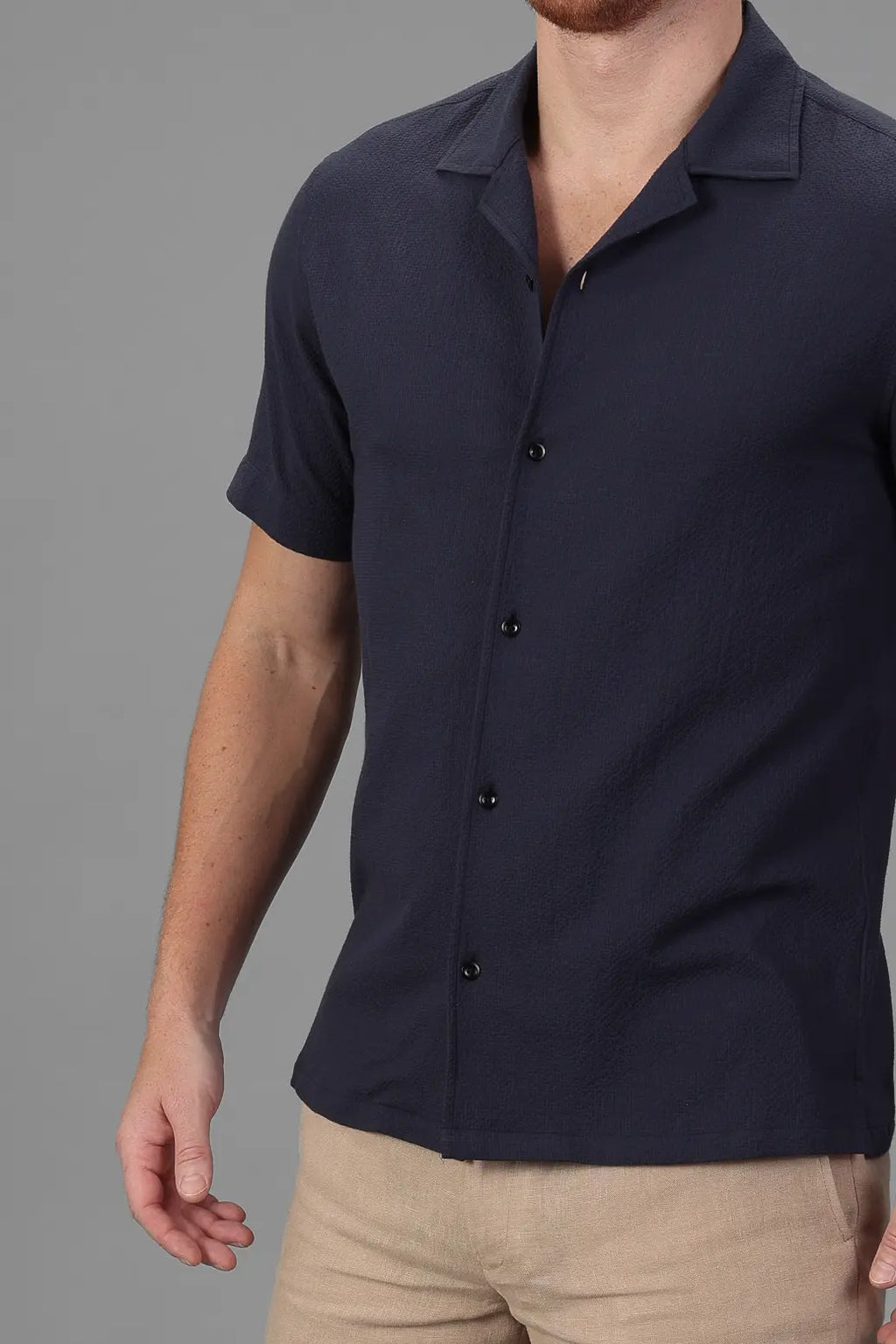 The Dotted Seersucker Shirt - Navy