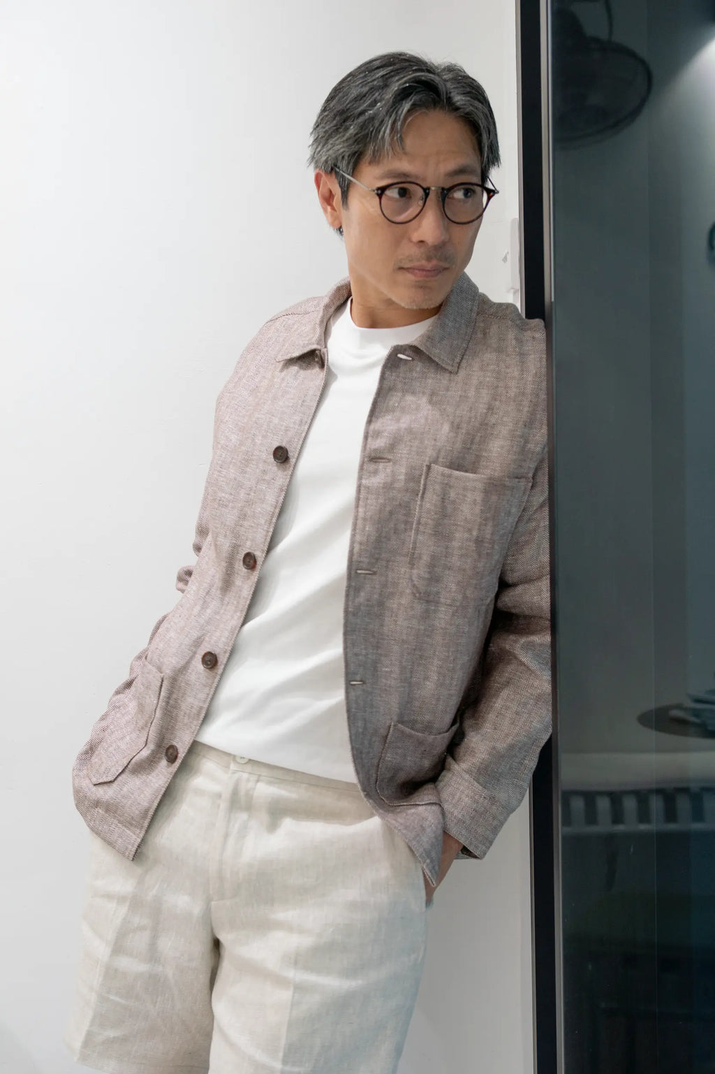 The Safari Overshirt - Rusty Brown Melange Linen