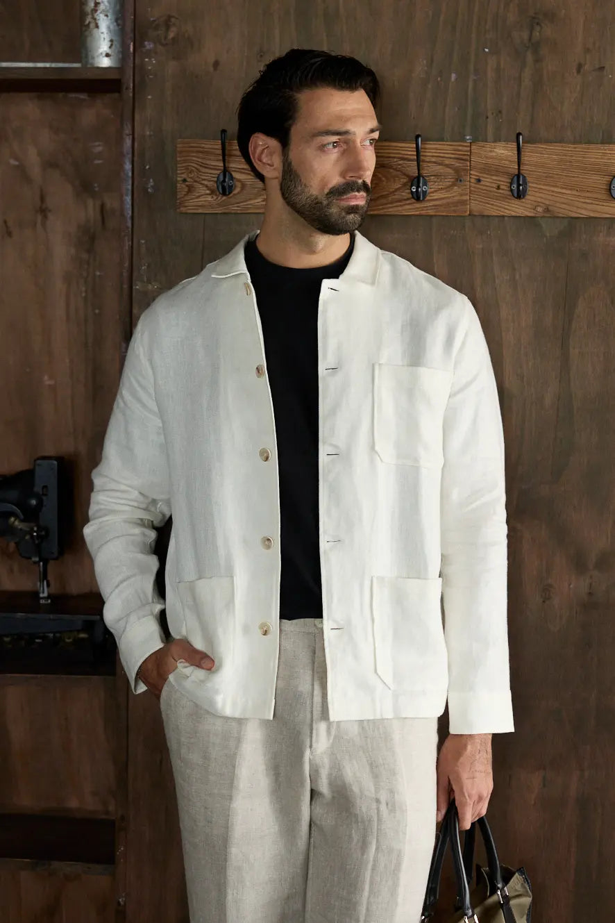 The Safari Overshirt - White Linen