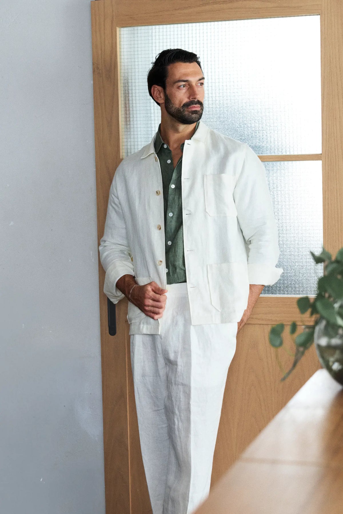Classic shirt Albini Linen - Green