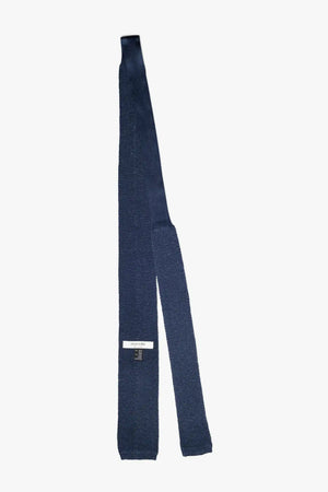 Silk Linen Tie - Navy Blue Melange