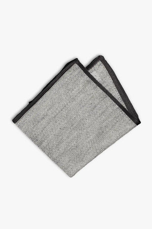 Gray knitted pocket square with gray boarder. Made of silk in Italy.