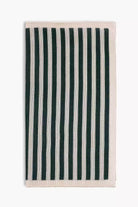 Green and white striped knitted silk pocket square. Made in Italy.