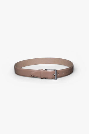 Desert Gray Beige Leather Belt in minimalist design, Made in Italy from vegetable tanned leather. Perfect to match with hand made dress shoes. 