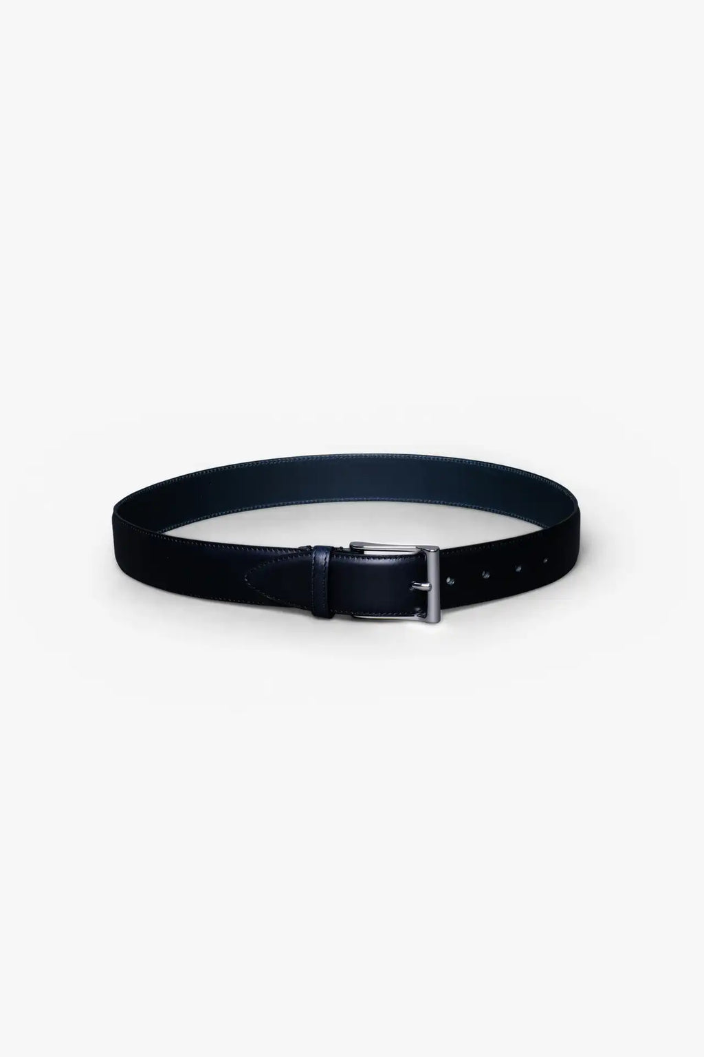 Navy Midnight Blue Leather Belt in minimalist design, Made in Italy from vegetable tanned leather. Perfect to match with hand made dress shoes. 