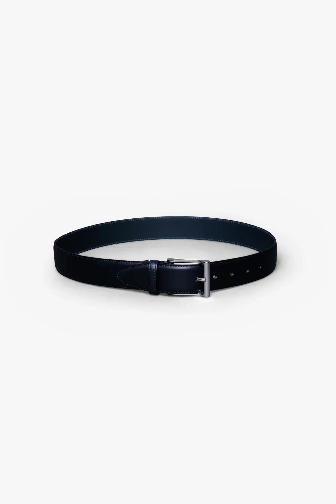 Navy Midnight Blue Leather Belt in minimalist design, Made in Italy from vegetable tanned leather. Perfect to match with hand made dress shoes. 
