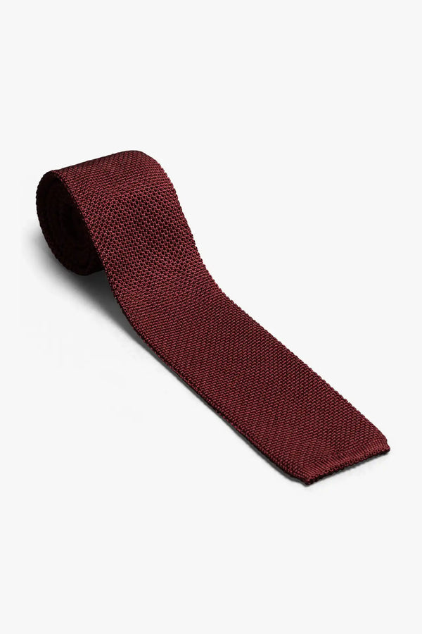 Silk knitted Tie - Maroon - once a day