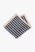 Navy blue and white striped knitted silk pocket square. Made in Italy.