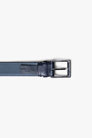 Navy Midnight Blue Leather Belt in minimalist design, Made in Italy from vegetable tanned leather. Perfect to match with hand made dress shoes. 