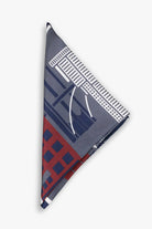 New York motive pocket square in silk, gray and blue