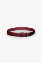 Rosewood Red Leather Belt in minimalist design, Made in Italy from vegetable tanned leather. Perfect to match with hand made dress shoes. 