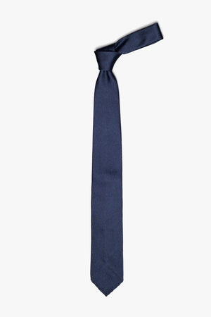 The Solid 3 fold Tie - Navy Blue