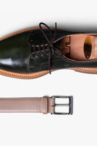 Desert Gray Beige Leather Belt in minimalist design, Made in Italy from vegetable tanned leather. Perfect to match with hand made dress shoes. 