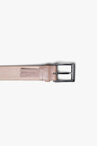 Desert Gray Beige Leather Belt in minimalist design, Made in Italy from vegetable tanned leather. Perfect to match with hand made dress shoes. 