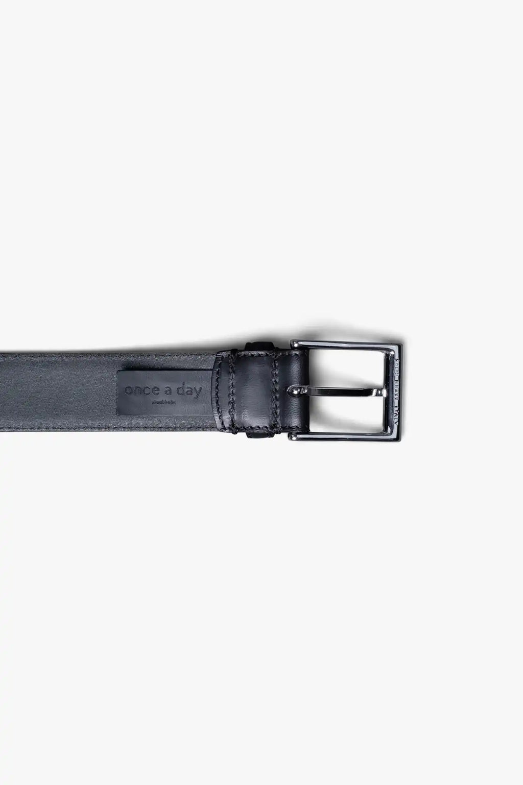 Black Leather Belt in minimalist design, Made in Italy from vegetable tanned leather. Perfect to match with hand made dress shoes. 