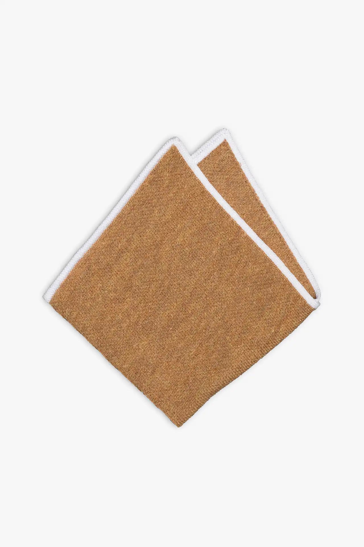 Copper knitted pocket square with white boarder in knitted cotton 