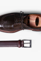 Dark brown Leather Belt in minimalist design, Made in Italy from vegetable tanned leather. Perfect to match with hand made dress shoes. 