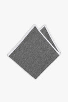 Gray knitted pocket square with white boarder in knitted cotton 