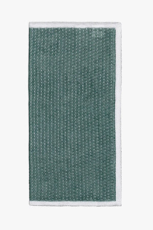 Green and white knitted pocket square with white boarder in cotton