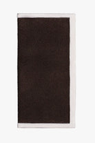 Brown knitted pocket square with white boarder. Made of silk in Italy.