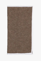 Brown knitted pocket square with white boarder in knitted cotton 