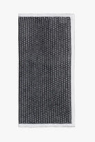 Dark gray and white knitted pocket square with white boarder in cotton 