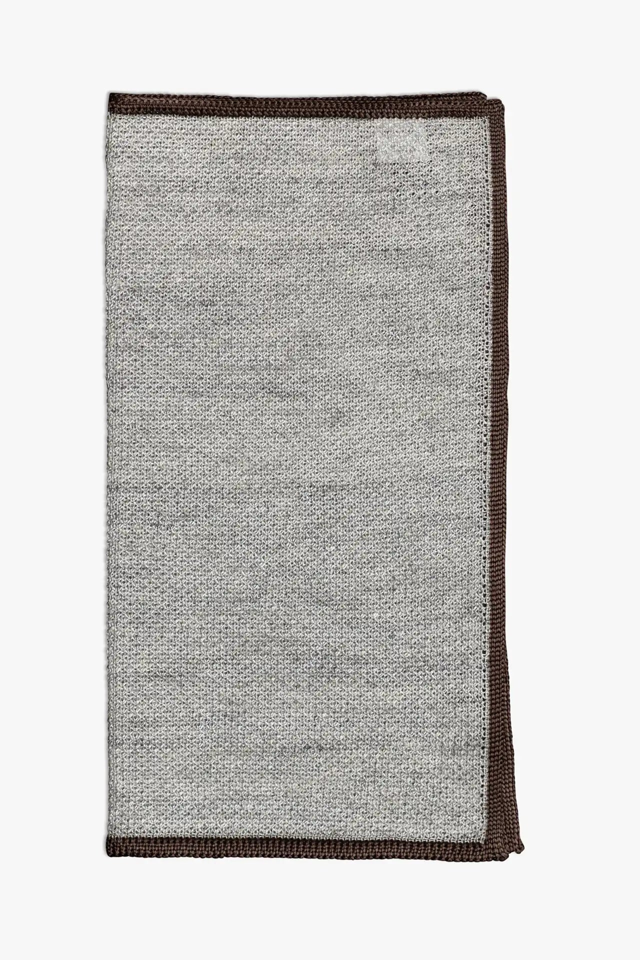 Gray knitted pocket square with gray boarder. Made of silk in Italy.