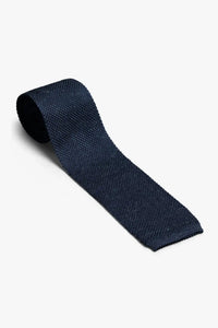 Silk Linen Tie - Navy Blue Melange