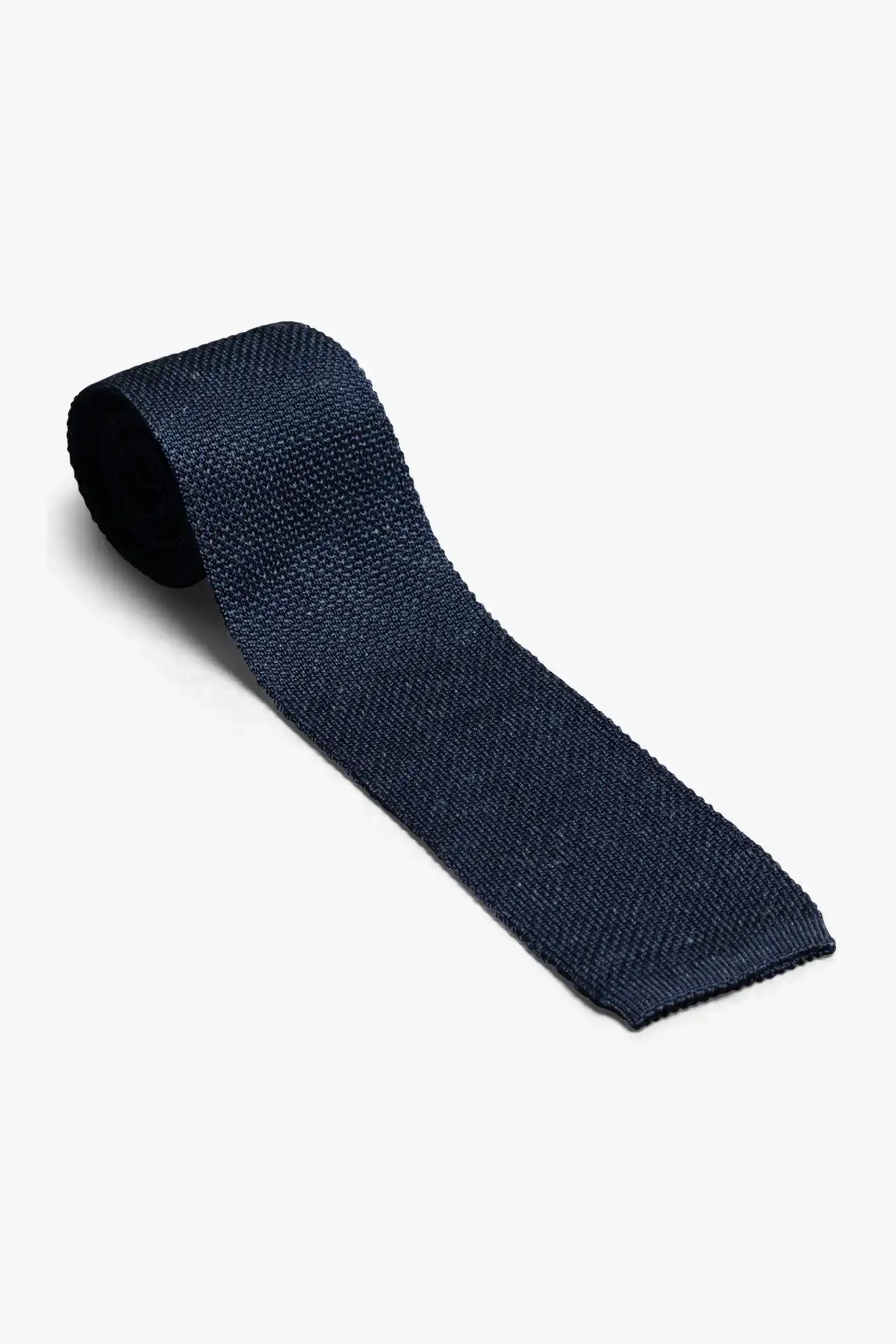 Silk Linen Tie - Navy Blue Melange