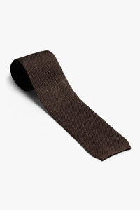 Silk Linen Tie - Brown Melange