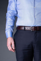 Dark brown Leather Belt in minimalist design, Made in Italy from vegetable tanned leather. Perfect to match with hand made dress shoes. 