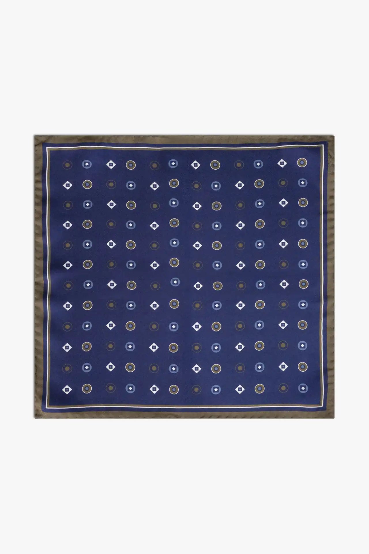 Print Blue and green pocket square in woven silk. Made in Italy.