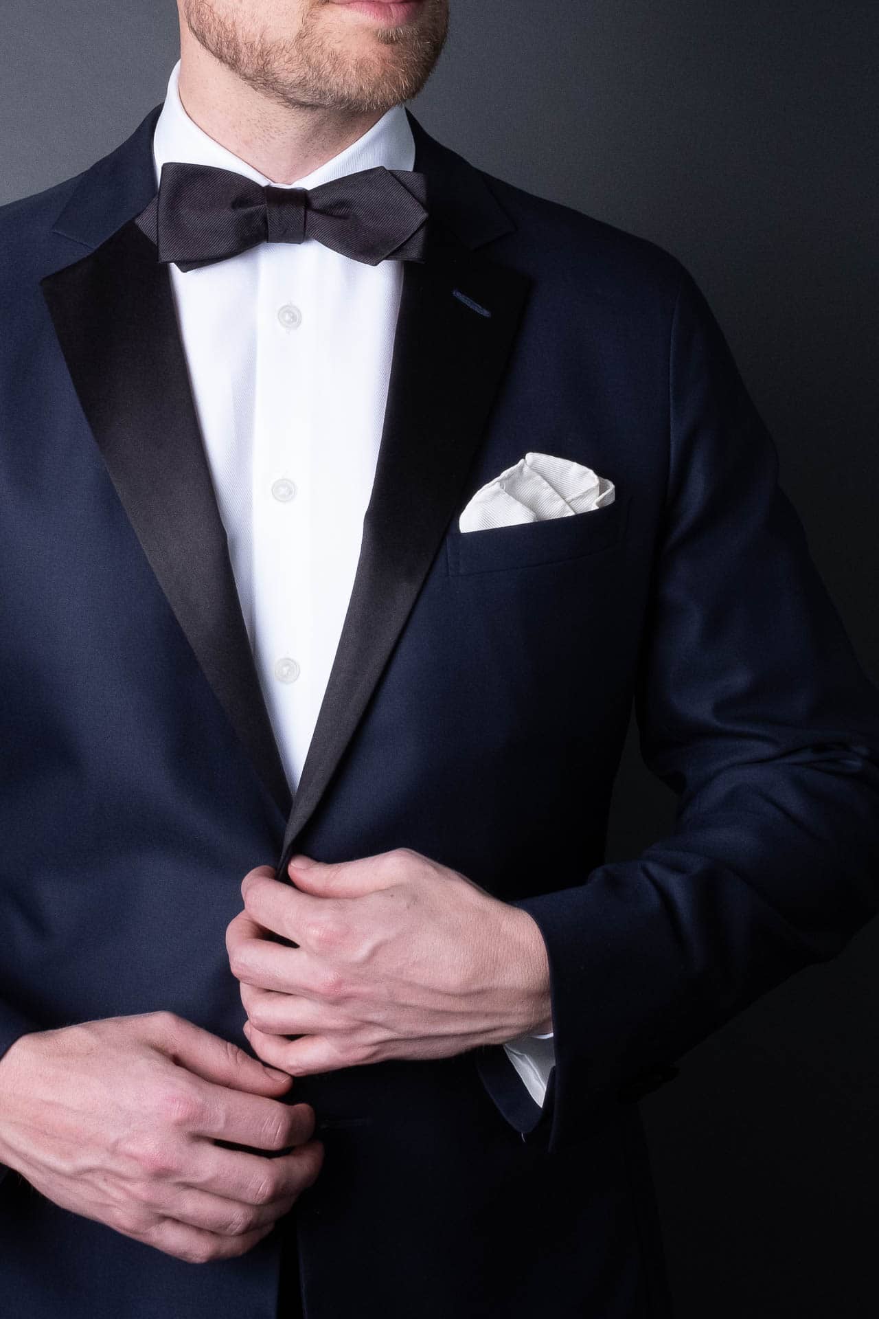 Black tuxedo pocket square festive and formal woven silk hand made.