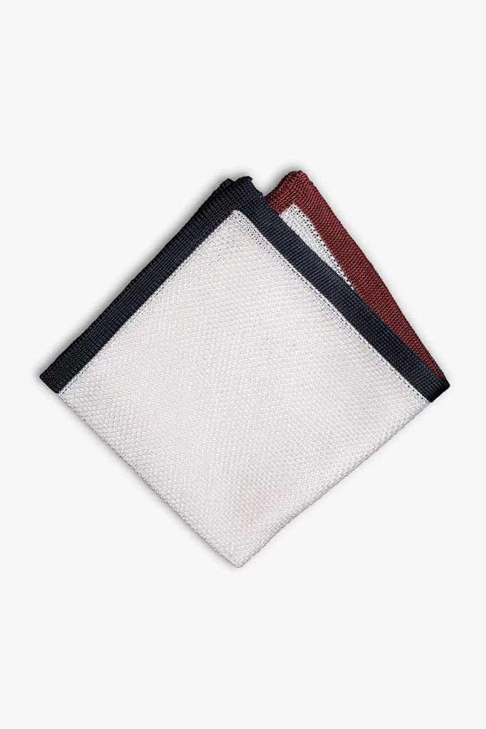 Silk Knitted Pocket Square - Navy & Maroon - once a day